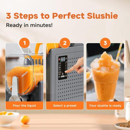Slushie Machine for Home, Soft Serve Ice Cream Machine, 88oz Vessel Slushy Machine with 6 Preset Programs, Frozen Drink Maker for Slush, Margaritas, Smoothie, Frappés, Milkshakes, and More