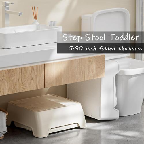 Color Grey Foldable Two Step Stool for Toddlers,Kids stools for Bathroom,Non-Slip with Handles Kids Step Stool for Bathroom Sink,Toilet Bedroom,Potty Training,Kitchen (Gray)