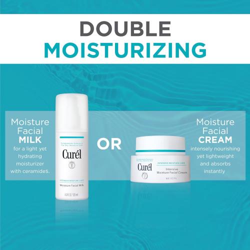 4oz Curel Japanese Skin Care Moisture Facial Milk Moisturizer, Daily Face Lotion for Dry Sensitive Skin, pH Balanced, Unscented Advanced Ceramide Care Face Cream without Drying Alcohols, 4 oz