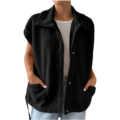 Women's Short Sleeve Vest Jacket Zip Up Stand Collar Lightweight Utility Coat Casual Outdoor Travel Outerwear medium