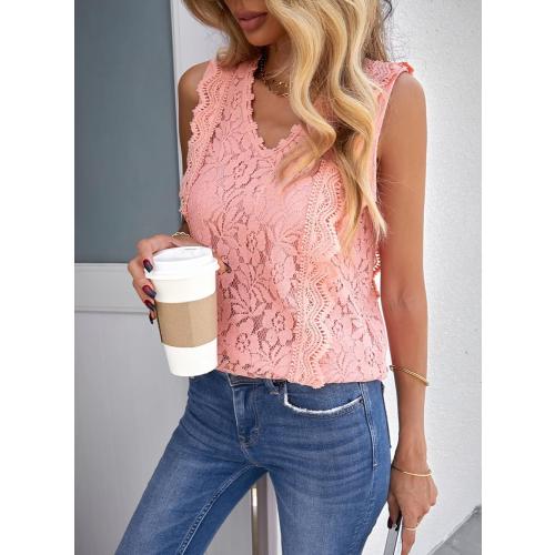 Size S Melliflo Womens Guipure Lace Crochet V Neck Tank Top 2024 New Fshion Casual Summer Tops