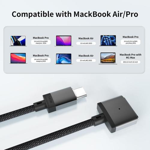 USB-C to Magnetic 3 Cable 140W for M4 MacBook Air Pro Charger, Magnetic Safe 3 Cable for MacBook Air (15''/13'' M4 2025, M3 2024, M2 2023, M2 2022), Pro (16/14 2024/2023/2021) 6.6ft