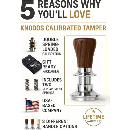 54mm Espresso Tamper For Breville Machines Calibrated Tamper Tool Espresso Walnut, Auto-Leveling and 30lb Spring Loaded Design Coffee Tamper With Stainless Steel Ripple Base