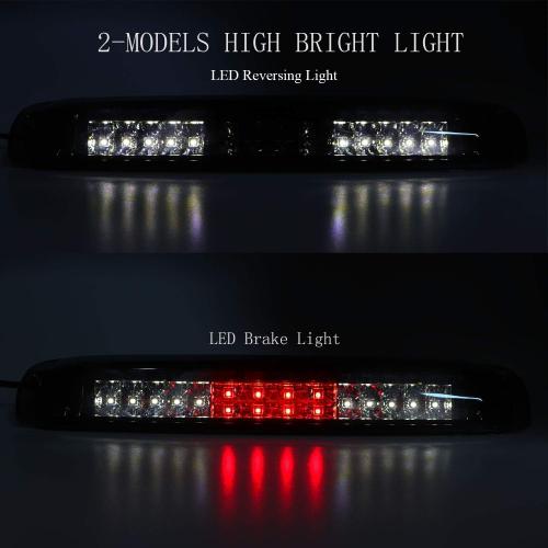 Tresound LED 3rd Third Brake Light for 1999-2007 Chevy Silverado/GMC Sierra 1500 2500 3500 HD Classic, Cargo Lamp High Mount Stop Tail light (Chrome Housing   Smoke Lens)