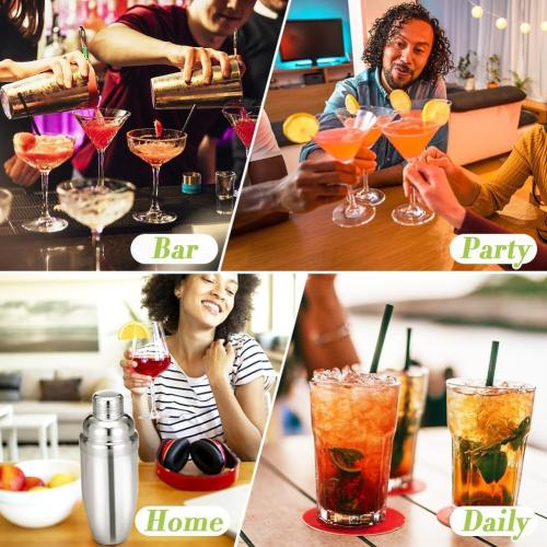 Cocktail Shaker,Drink Mixer with Built-in Strainer for Mixing Drinks Margaritas,Beginner Friendly Mixer Bar Utensil Tool (Sliver-01)