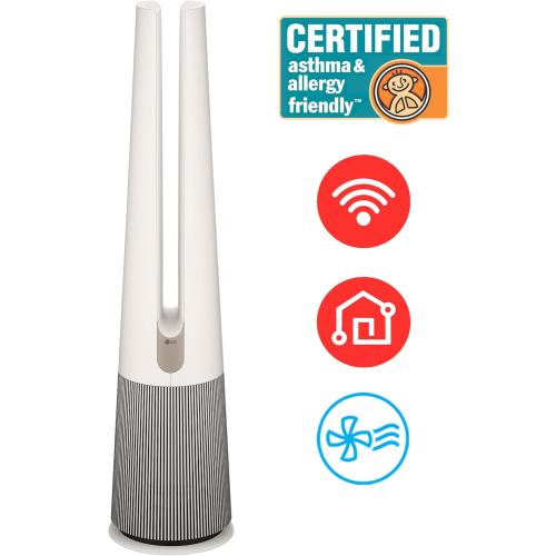 LG PuriCare AeroTower Air Purifier Fan for Home, Large and Small Room, Bedroom, with True HEPA Filter, Multiple Airflow Options, WiFi, Air Quality Monitor, Low Noise, NanoFiber