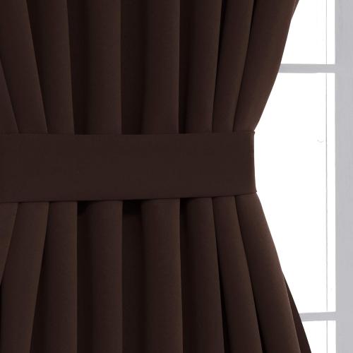 Deconovo Blackout Door Curtain for Glass Doors & Sidelights, Thermal Insulated Privacy Panel with Dual Rod Pockets & Adjustable Tieback, Machine‑Washable Curtain (54W x 72L, Dark Brown, 1 Panel)