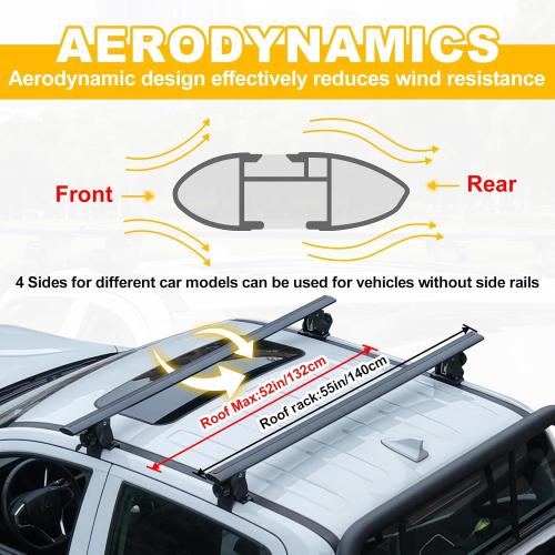 SYDSZ 51 Universal Car Roof Rack Cross Bars with Lockable Anti-Theft Design, Capacity Roof Rack for Bare Roof, Secure Quick-Lock System, 220LBS Load Capacity, with 4 Kinds Clamp