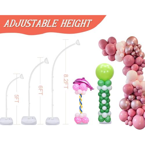 AerWo [Upgraded] Balloon Arch Kit 8.2FT & 6FT, Free Bending Top Half Balloon Arch Stand with Base, Floor Arch Backdrop Stand Frame for Lawn Yard Birthday Wedding Party Christmas Decorations