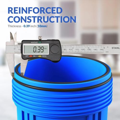 SimPure DB10P 10 *4.5 Whole House Sediment Water Filter Housing | Universal Sediment & Carbon Filter Housing | 1 NPT Port with Pressure Release Button | Well and City Water Pre-Filter