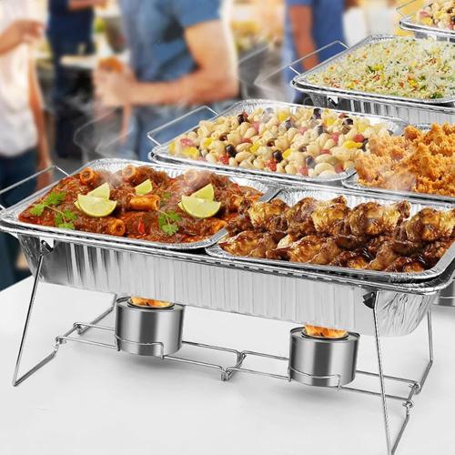 8 Pcs Buffet Wire Rack Buffet Rack, Reusable Buffet Wire Rack Chafing Stand for Catering Pan Food Dish Serving Tray Buffet Birthday Supply (Silver)