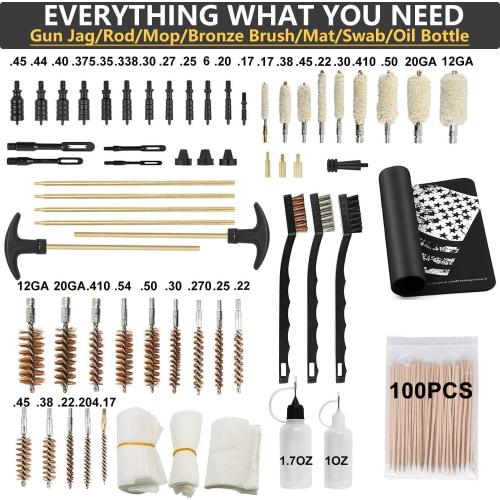 iunio Gun Cleaning Kit, Universal Gun Cleaning Kit for All Caliber Shotgun Pistol Rifle Cleaning Kit with Mat Portable Case
