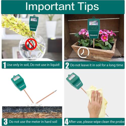 Long Probe Soil Moisture Meter for Plants, Plant Moisture Meter for House Plants, Plant Water Meter for Indoor & Outdoor Large Potted Plants, Hygrometer Gardening Gifts - No Battery Needed