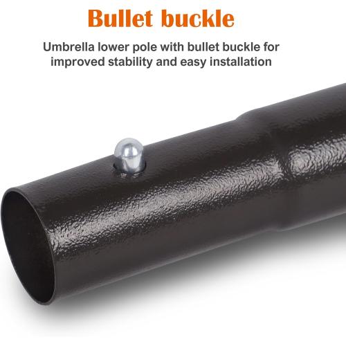 Blissun Umbrella Replacement Lower Pole, Aluminium Patio Umbrella Extension Bottom Pole Replacement with Bullet Buckle, Bronze - Exact Fit Umbrellas Only