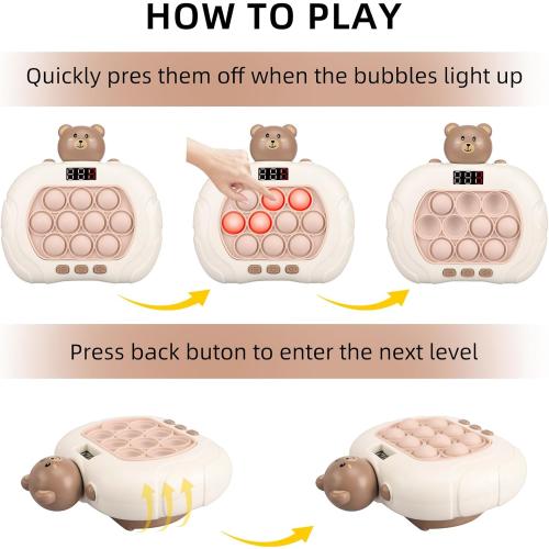 Blackma Fast Push Light Up Fidget Toys for Kids, Handheld Puzzle Game Sensory Toys, Christmas Toys Gifts for 3-12 Year Old Boys Girls (Bear)