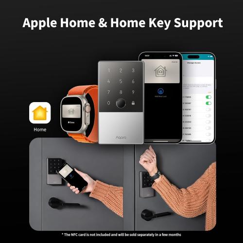 Aqara Smart Lock U100, Apple Home Key, Fingerprint Deadbolt, Silver