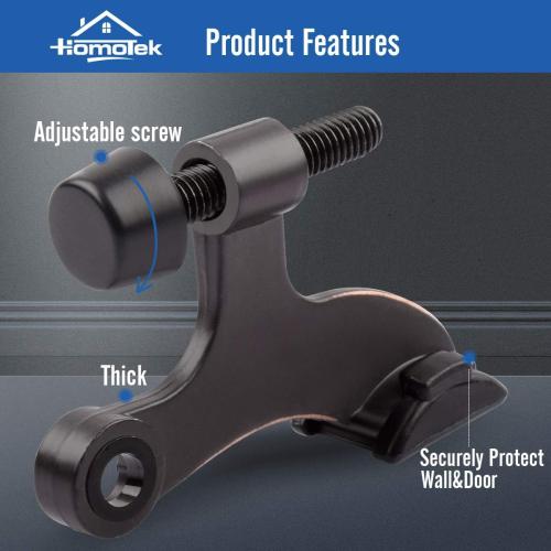 HOMOTEK 8 Pack Hinge Pin Oil Rubbed Bronze Door Stopper,Adjustable Deluxe Heavy Duty Door Stopper 2-1/2x1-3/4”,with Black Rubber Bumper Tips