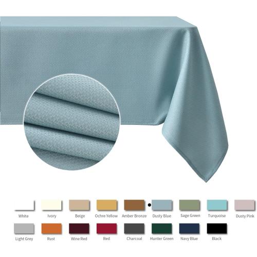 maxmill Jacquard Square Tablecloth Stain Resistant Spillproof Wrinkle Free Washable Soft Table Cloth, Decorative Fabric Table Cover for Dining Room, Indoor and Outdoor Use, 52 x 52 Inch, Dusty Blue