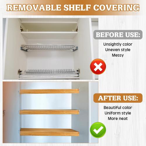 Hoolerry 5 Pcs Wire Shelf Covers Foamed PVC Wire Rack Covers for Removable Closet (Not Wood) Pantry Shelves for Cabinet Bathroom Kitchen Shelving Decoration(Wood Color,33 x 16 Inch)