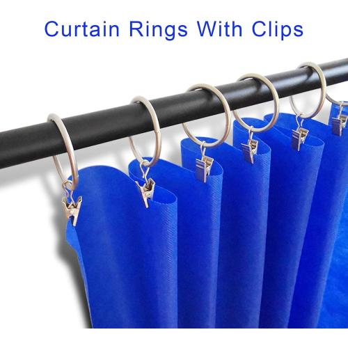 40 Pack Metal Curtain Rings with Clips, Drapery Clips Hooks, Decorative Curtain Rod Clips 1.5 in Interior Diameter, Matte Silver