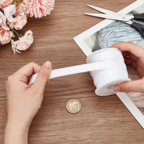 BENECREAT 13.5 Yard Satin Bias Tape, 5/8 inch Double Fold Satin Binding Bias Ribbon for Sewing, Decoration, Upholstery, Furniture, Piping and Garments, White