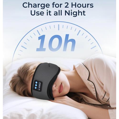 LC-dolida Bluetooth Sleep Mask with White Noise，Sleep Headphones,Bluetooth Wireless Music Eye Mask, Ideal for Travel, Night Work, Napping, Side Sleeping and Office Use for Both Men and Women(Grey)