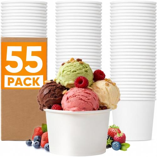 55 Count Ice Cream Cups Disposable 9oz