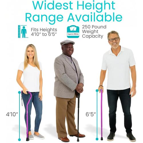 Vive Walking Cane for Women, Men, Elderly - Patented Offset Grip - Lightweight Adjustable Walking Aid with a Non-Slip Tip - Sturdy Balancing Mobility Aid for Seniors