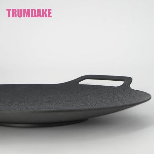 Korean Style BBQ Grill Pan,13 Non-stick Smokeless Circular Grill Pan with Silicone handle,Medical Stone Coated Barbecue Stovetops Frying Pan for Indoor Outdoor Camping baking Pan