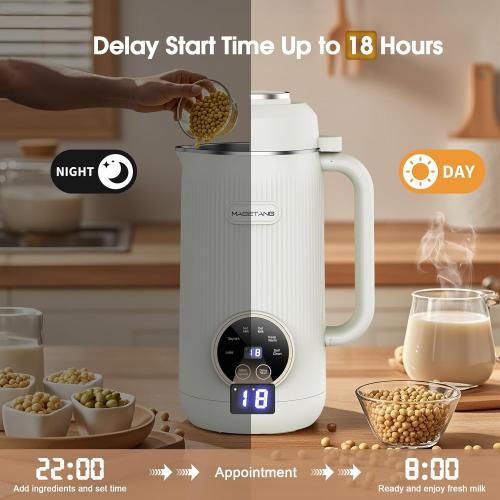 7 in 1 Nut Milk Maker Machine 28oz Automatic Milk Maker for Homemade Coconut, Oat, Soy, Plant-Based Milk, Juice with 18H Delay Start/6H Keep Warm/Self Cleaning (White)