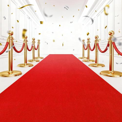 900 GSM Extra Thick 3x10 ft Red Carpet Runner for Partys, Polyester Aisle Rug with Non-Slip Rubber Backing, Wedding Ceremony & Event Decorations, Hollywood Runway Carpet for Proms & Proposals