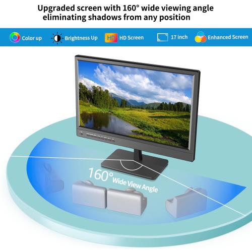 Jexiop 17inch TV,Small Flat Screen TV with ATSC Digital Tuner-HDMI &USB Port in-Dual Power-12 Volt Charger Cable and AC Power Suitable-for Caravan,Kitchen,Bedroom