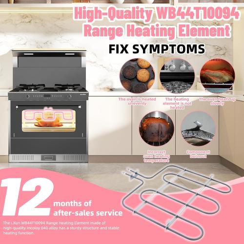 LXun Upgrade WB44T10094 Oven Heating Element Compatible with GE Range Stove Oven Parts, WB44T10094 Broil Element Part Replaces PS2359892 AH2359892 1536684 EAP2359892 AP4412352