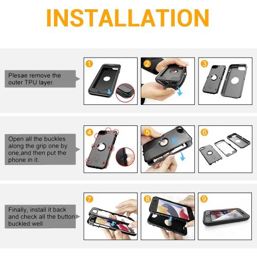 for iPhone SE Case 2022/2020/3rd/2rd,iPhone 8/7 case [Shockproof] [Dropproof] [Military Grade Drop Tested] with Non-Slip Removable Heavy Duty Full Body Phone Case-Black