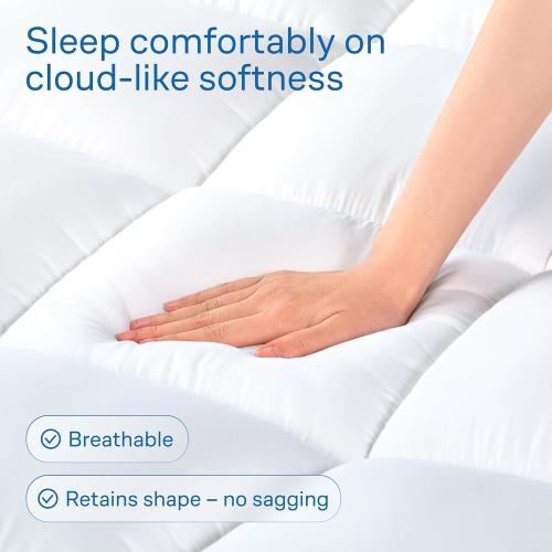 Mattress Topper Twin - Cooling Breathable Pillow Top Mattress Pad for Back Pain Relief - Deep Pocket Topper Fits 8-20 Inches Mattress