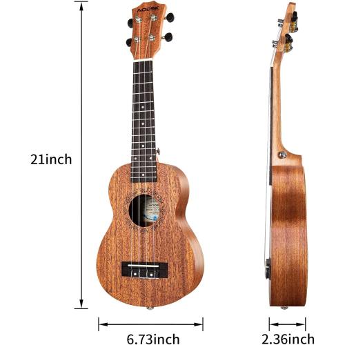 AODSK Soprano Ukulele for Beginner 21 Inch Ukelele with Gig Bag Strap Nylon String 4 Picks Holiday Gift
