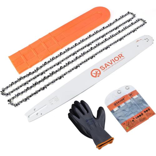Savior 20 Inch Chainsaw Guide Bar and D70 Chain Combo, 3/8 Pitch .050 Gauge 70 Drive Links for Echo CS-590 CS-600 Poulan Pro Homelite McCulloch Replacement 200PXDD176, 27850 (Chain*2 Bar*1)