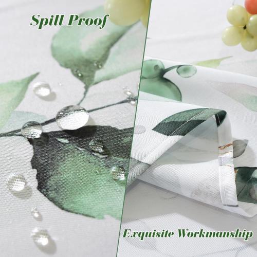 SASTYBALE Spring Summer Tablecloth Rectangle 52 x 70 Inch Eucalyptus Leaves Watercolor Floral Print Table Cloth, Wrinkle Free Washable Fabric Table Cover for Dining/Party/Indoor/Outdoor, Green