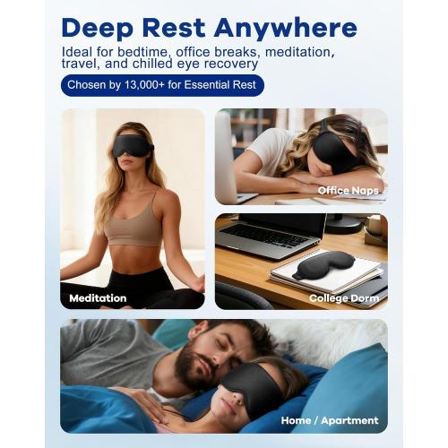 3D Weighted Cooling Gel Eye Mask for Sleeping, FSA Eligible Items HSA, 6oz Gel-Weighted Sleep Mask, 100% Blackout, Gentle Pressure & Cold Relief for Migraine, Ice Cold Gel for Puffy Eyes, Eye Care