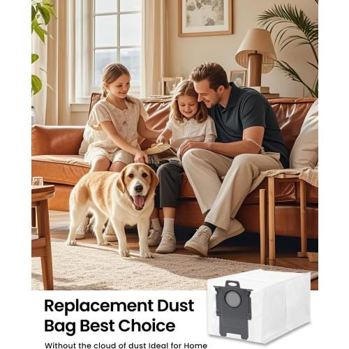 6Pack Vacuum Dust Bags - 3.2L Large Disposable Dust Bag for Dreame X40 Ultra/X30 Ultra/L40 Ultra/L10s Pro Ultra/L10s Ultra Gen2 Vacuum Cleaner Dust Bags Replacement, X40 Ultra Dust Bag, White