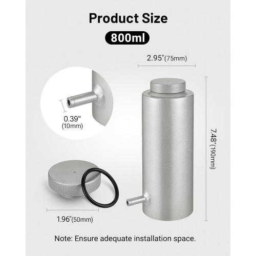 EVIL ENERGY Coolant Overflow Tank, Radiator Overflow Bottle 800ml Universal Aluminum Silver