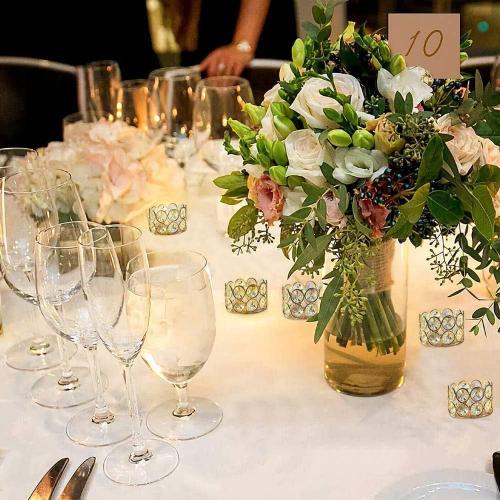 VINCIGANT Crystal Gold Votives Candle Holder Elegant Decorative Tealight Candle Holders for Weddings,Parties,Chirstmas,Gifts,Home Decor,Set of 24