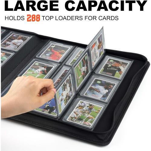 Toploader Binder, 9-Pocket Pages Sleeves Hold up 288 Cards, Toploader Hard Cases,Toploader Card Binder for MTG, TCG, Sport Card, Game Cards, Durable Sleeves for Storage & Display(Gray)