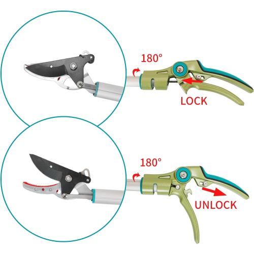 GARTOL Cut & Hold Pole Pruner, 4.2 FT Lightweight Fruit Picker with 180° Rotating Handle, SK5 Steel Blade Cuts up to 1/2 Inch, Long Reach Garden Tree Trimmer & Branch Cutter for Shrubs, Bushes