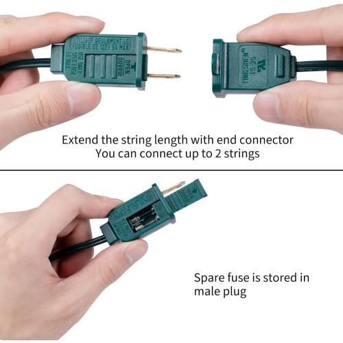 Minetom C9 Clear Christmas String Light Set, 25 Feet Vintage Christmas Tree Lights, Outdoor Roofline String Lights with 25 Clear Bulbs for Patio Garden Holiday, Green Wire-4