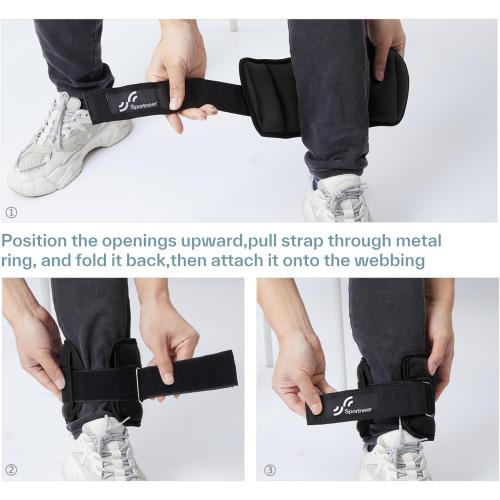 Sportneer Adjustable Ankle Weights for Women and Men 7 lbs/Pair Adjustable Leg Weights with Secure Straps, Strength Training Weighted for Yoga, Walking, Running, Aerobics, Gym, Physical Therapy