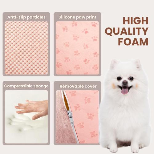 Pink 5 Steps Dog Stairs for Bed, Dog Steps for High Bed, High Density Pet Steps for Small Dogs, Extra Wide Non-Slip Dogs Ramp for Injured, Older Pets, Small Cats, Pink