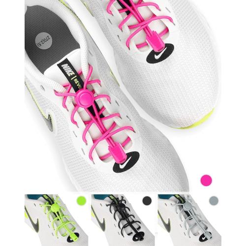 AMLY Elastic No Tie Shoe Laces - Tieless Shoelaces for Adults and Kids - 4 Pairs, Heavy Duty Shoe Strings for Sneakers