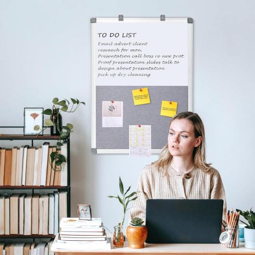 Combination Magnetic Whiteboard & Fabric Board,Dry Erase Board Bulletin Board 36x24inches Combo Vision Board for Wall,Home,School,Office