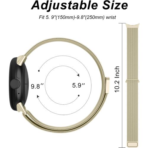 Amzpas Metal Band Compatible with Google Pixel Watch Bands for Women Men, Stainless Steel Mesh Loop Adjustable Wristband Replacement Strap for Google Pixel Watch 1/2 / 3 41mm Band